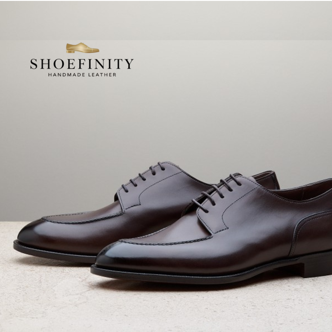 Dark Brown Leather Split Toe derby dress shoes