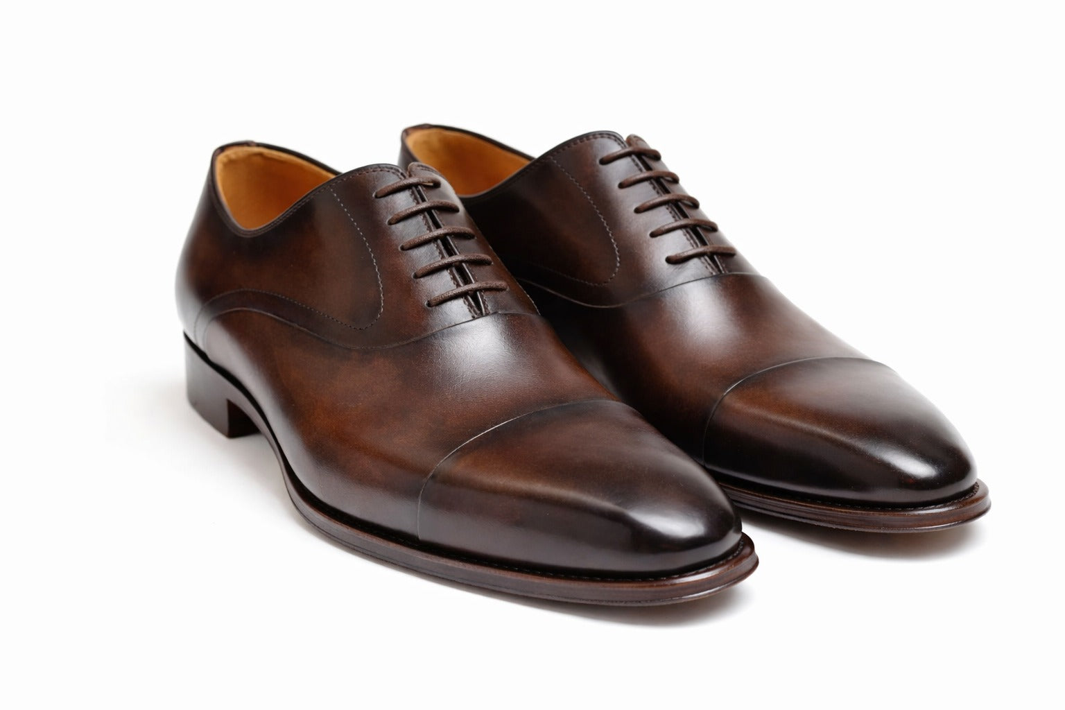 Handmade Brown Leather Cap Toe Oxford Dress Shoes – Classic Business Formal Wear