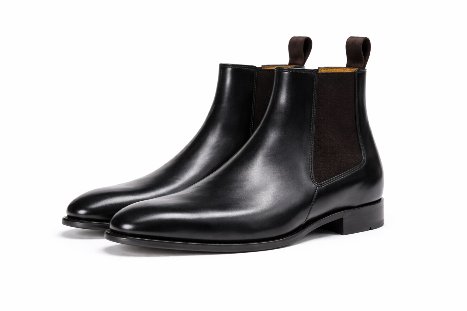 Men’s Brogue Style Genuine Chelsea Leather Handmade Long Boots Men - Como  Rim Boots Black