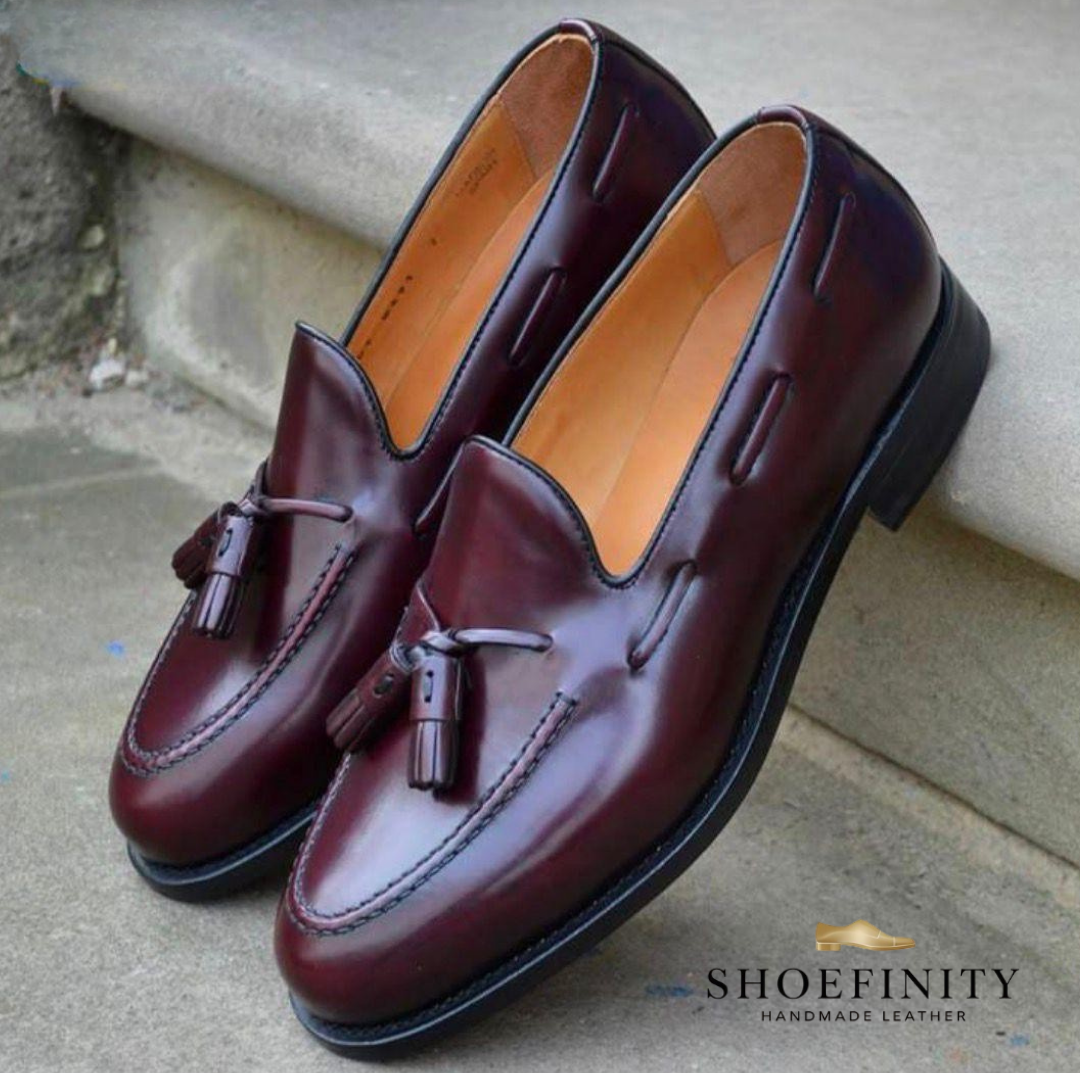 Berwick Burgandy Tassel Loafers (Classic Style)