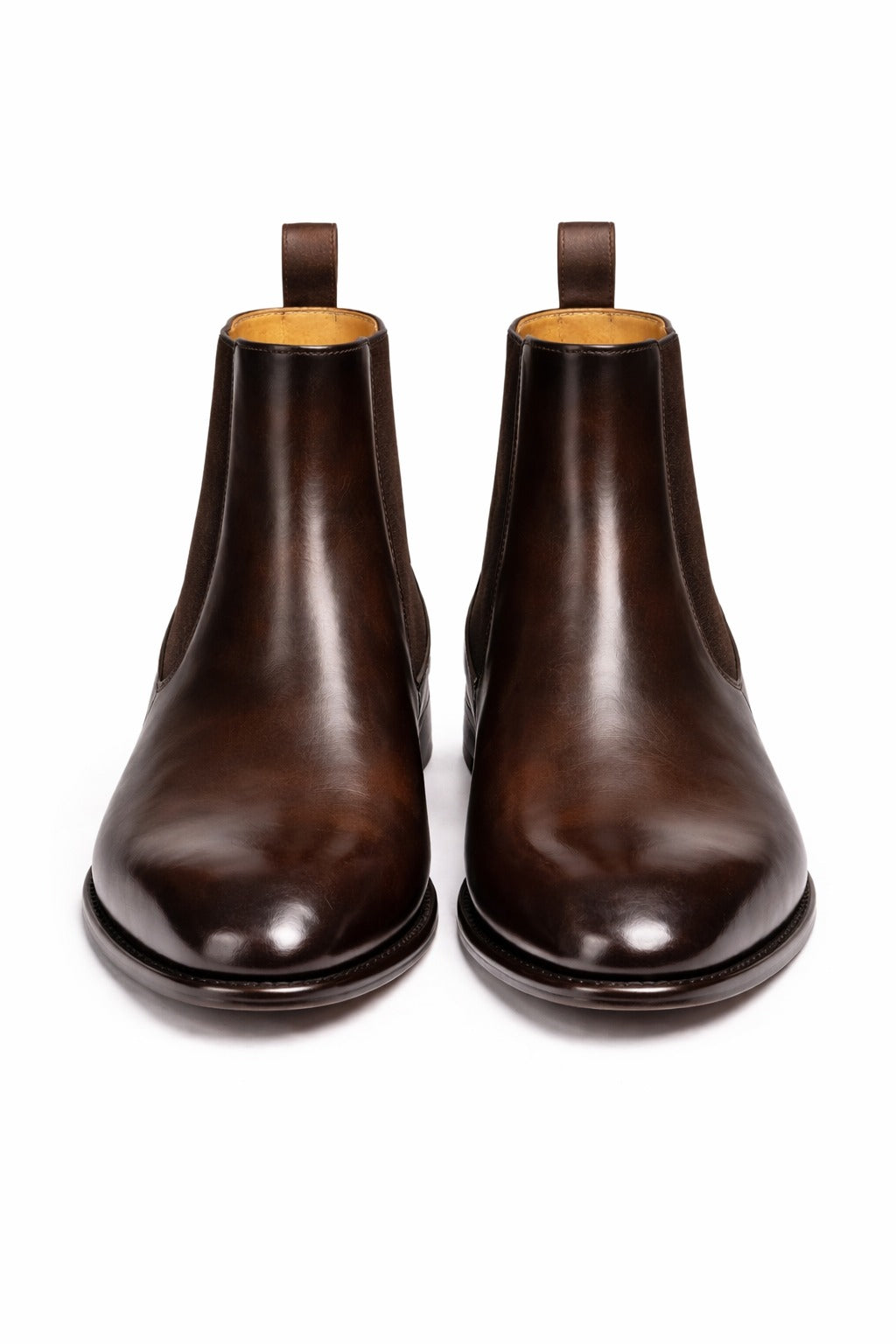 Men’s Brogue Style Genuine Chelsea Leather Handmade Long Boots Men - Como  Rim Boots Dark Brown